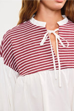 Zara Front Tie Striped Shirt *MAROON OR NAVY
