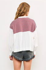Zara Front Tie Striped Shirt *MAROON OR NAVY