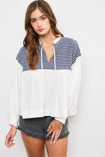 Zara Front Tie Striped Shirt *MAROON OR NAVY