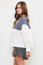 Zara Front Tie Striped Shirt *MAROON OR NAVY