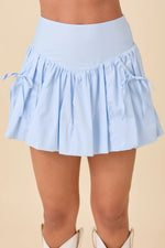 Naomi Bubble Skort with Ribbon Bow Tie Pocket Detail **Light Blue or White