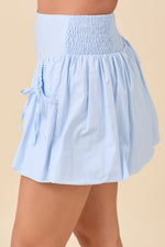 Naomi Bubble Skort with Ribbon Bow Tie Pocket Detail **Light Blue or White