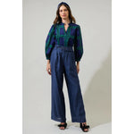Harrisville Plaid Ima Button Up Top- Navy/Hunter -*XS-XL