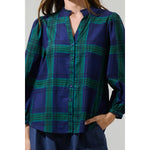 Harrisville Plaid Ima Button Up Top- Navy/Hunter -*XS-XL