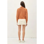Caramel Cropped Sweater Button Up Jacket