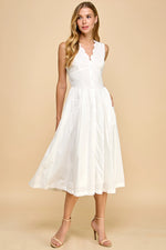 Natalie Scalloped Neckline Button Up Fit and Flare Dress