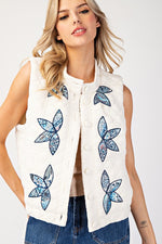 Flower Stitch Quilted Vest