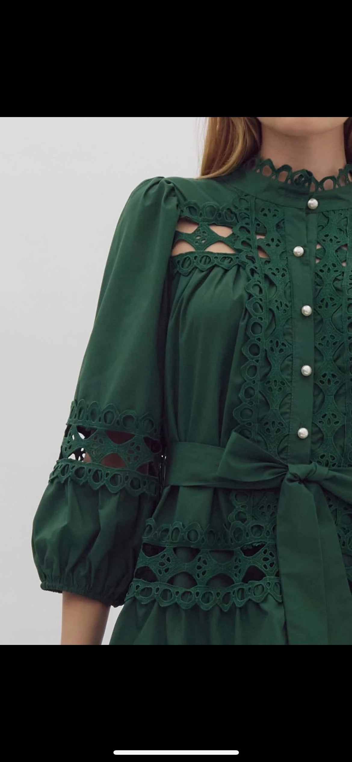 Hunter Green Pearl Button Down Mini Dress with Gorgeous Lace Detail To The Nines Hunter Green Pearl Button Down Mini Dress with Gorgeous Lace Detail To The Nines