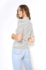 Ribbed Stripe Top- Ivory/Black