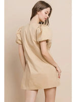 Bow Detail Tiered Puff Sleeve Dress