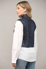 FOIL CABLEKNIT NAVY TWOFER SWEATER