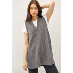 Chunky Cable Knit Sweater Vest Tunic/Mini Dress