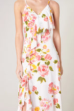 DELICATE FLORAL MAXI WITH RUFFLE DETAIL