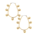 Allison Studded Metal Teardrop Hoop Earrings in Shiny Gold