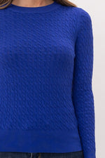SIMPLE ROYAL BLUE CABLE KNIT SWEATER