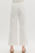 White Hight Rise Ankle Length Pants Featuring Silver Studded Accents