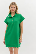 Karson Pullover Mini Dress featuring Scallop Button Down Trim and Hem