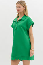 Karson Pullover Mini Dress featuring Scallop Button Down Trim and Hem