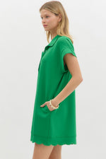 Karson Pullover Mini Dress featuring Scallop Button Down Trim and Hem