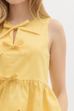 Lemon Peplum Top with Scallop Edge