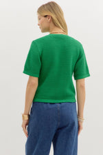 Kelly Short Sleeve Sweater with Gold Button Accents