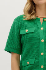 Kelly Short Sleeve Sweater with Gold Button Accents