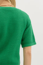 Kelly Short Sleeve Sweater with Gold Button Accents