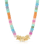 Gold Plated Mama Beads with Multi Colored Beaded Necklace