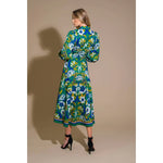 PRINTED FLORAL BUTTON DOWN MIDI DRESS