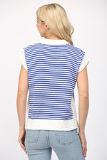 Stripe Collared V-Neck Sweater Vest by FATE
