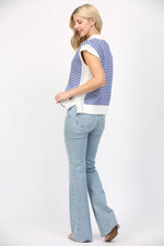 Stripe Collared V-Neck Sweater Vest by FATE