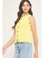 LemonCello Flower Button Knit Vest