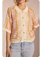 Mavis Collared Crochet Button Down Shirt