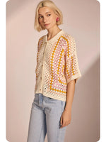 Mavis Collared Crochet Button Down Shirt