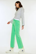 Kancan HIGH RISE SLIM WIDE LEG NEON GREEN