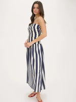 Nantucket Vertical Stripe Strapless Midi Dress