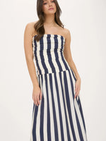 Nantucket Vertical Stripe Strapless Midi Dress