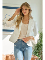 3/4 RUFFLE SLEEVE SOLID BLAZER