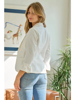 3/4 RUFFLE SLEEVE SOLID BLAZER