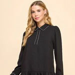 Collared Contrast Color Trim Dress