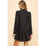 Collared Contrast Color Trim Dress