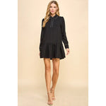 Collared Contrast Color Trim Dress