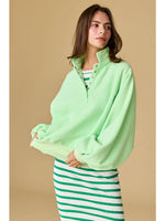 Apple Green Piper Snap Button Collared Pullover