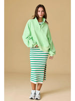 Apple Green Piper Snap Button Collared Pullover
