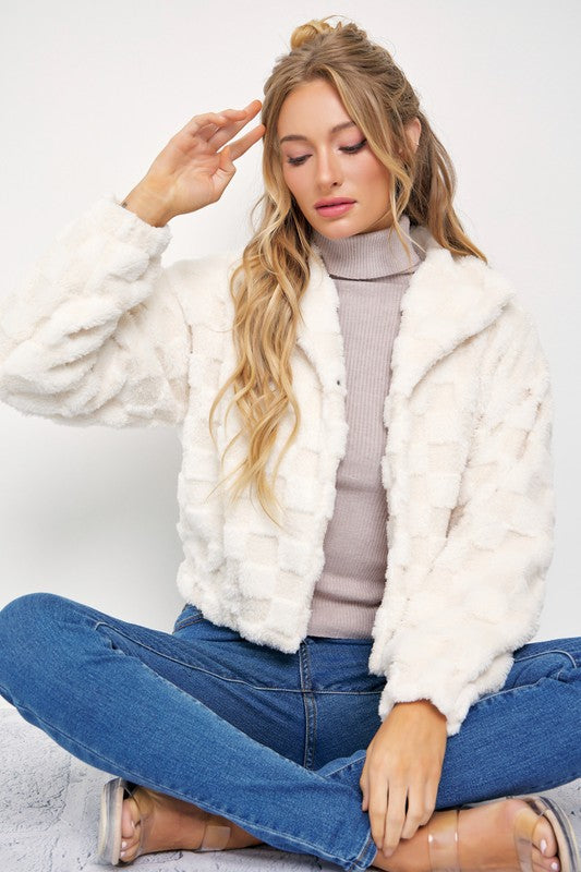 Cream Faux Fur Bomber