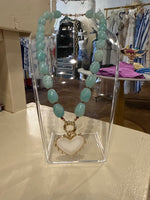 Blue Bead Heart Necklace