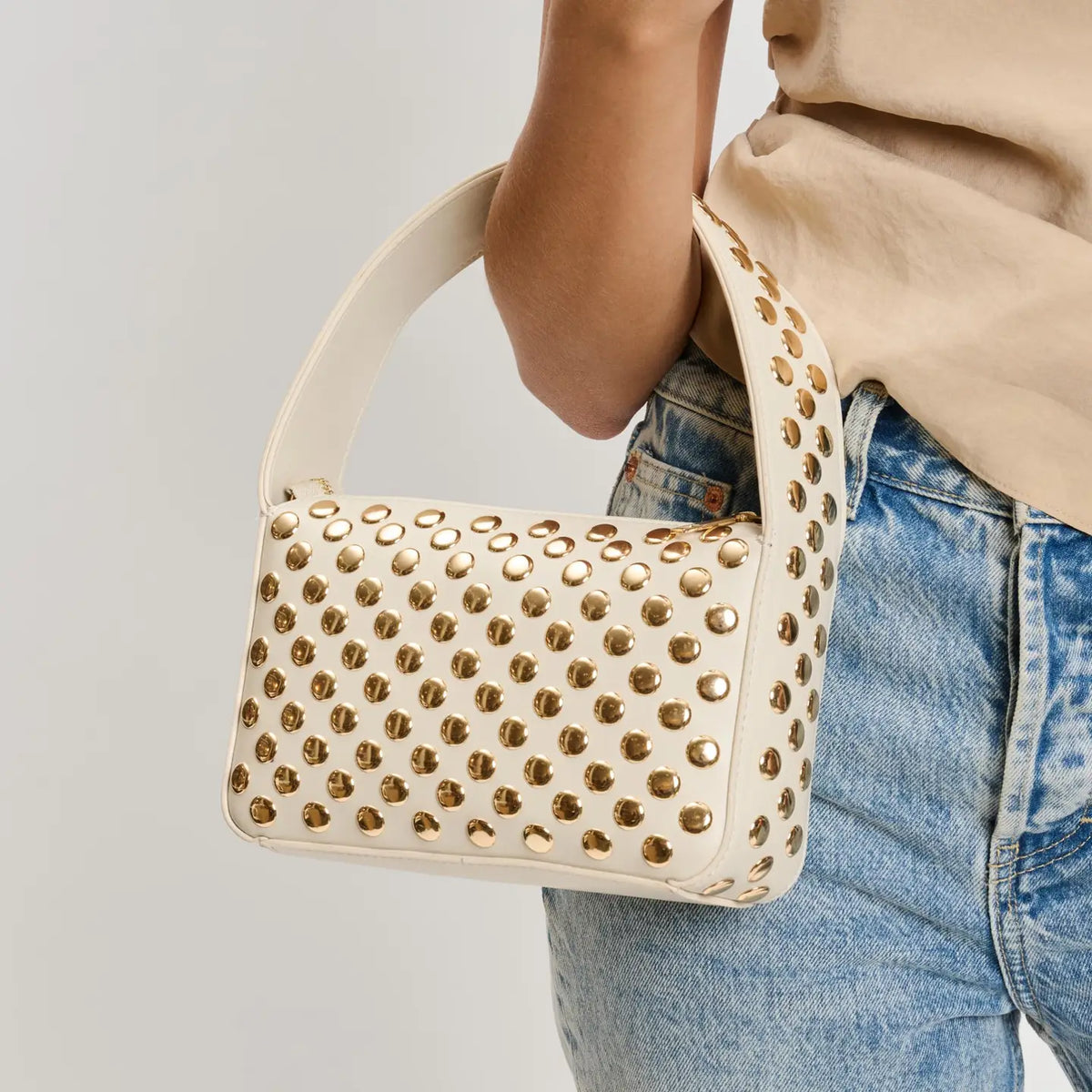 Isabel Studded Crossbody- Oatmilk