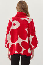 Flower Knit 3/4 Dolman Sleeve Pullover