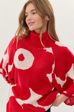 Flower Knit 3/4 Dolman Sleeve Pullover