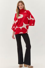 Flower Knit 3/4 Dolman Sleeve Pullover